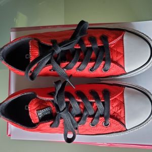 Converse red leather sneakers NWOT